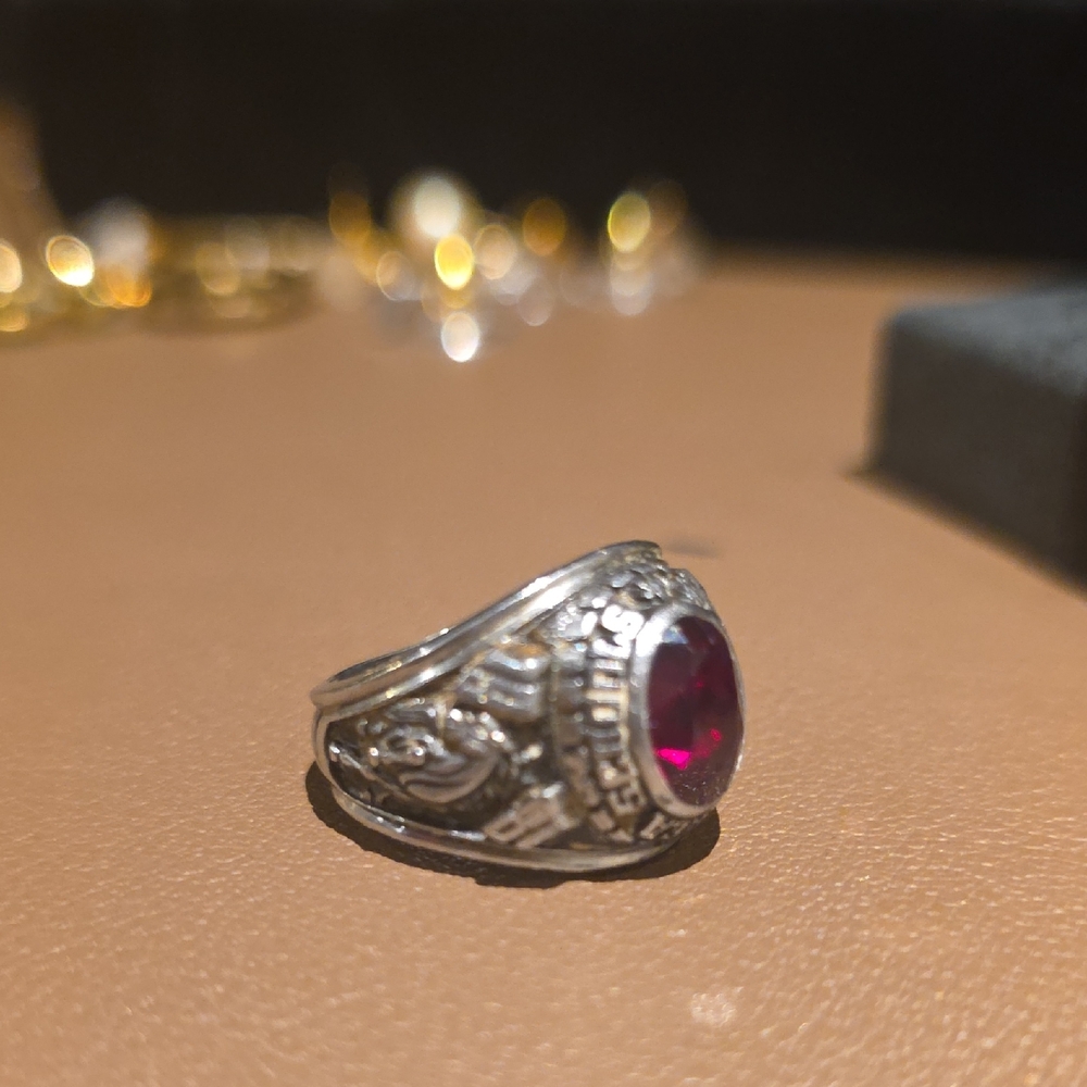 Source Unknown Silver Ring With Vivid Pink Oval S… - image 3